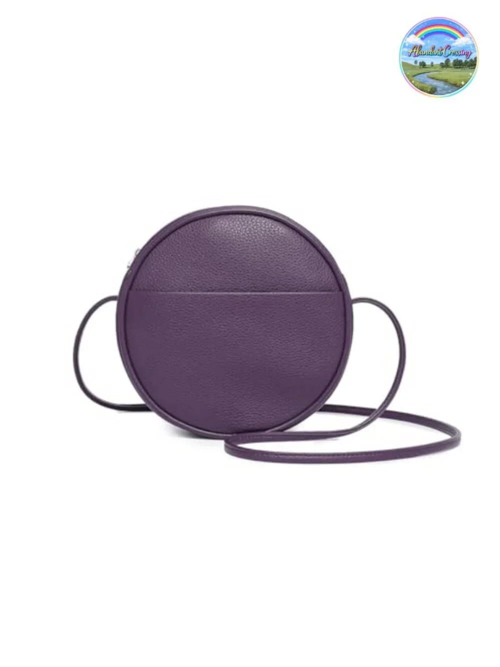 Women's Round PU Leather Crossbody Bag with Adjustable Strap